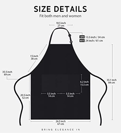 Syntus Apron for Men Women, Adjustable Cooking Kitchen Apron with 2 Pockets | Machine Washable, Firm Stitching, Stain Resistance, Long Tie Straps, 2 Pockets, Versatility, Unisex Use, Gift, BBQ - color: Basic Black, style: 2 Polyester Blend