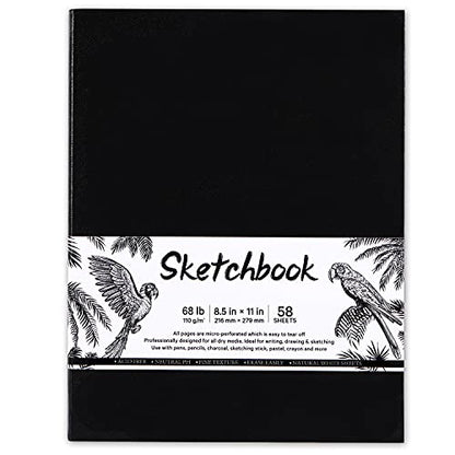 Sketchbook - Hardcover Sketch Pad, 8.5" x 11",Sketch Book 58 Sheets | Durable Sketch Book for Professional Adults, Artists and Amateurs, 68 lb/110 GSM, Use with Pens, Pencils, Sketching Stick