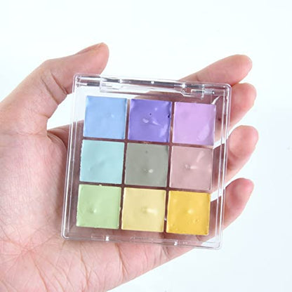 9 Wells Clear Plastic Paint Storage Palette Box,Mini Travel Paint Palette Box for Watercolor Painting, Acrylic and Oil Painting Paint Saver with Lid and Mixing Tray