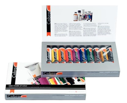 Cobra Artist Oil Colour Artist Value Pack, General, 1.3 fl oz, 10 Count | Water-Mixable Oil Paint with High Pigmentation, High Lightfastness, No Harmful Solvents, Professional-Grade - size: 10x40ml
