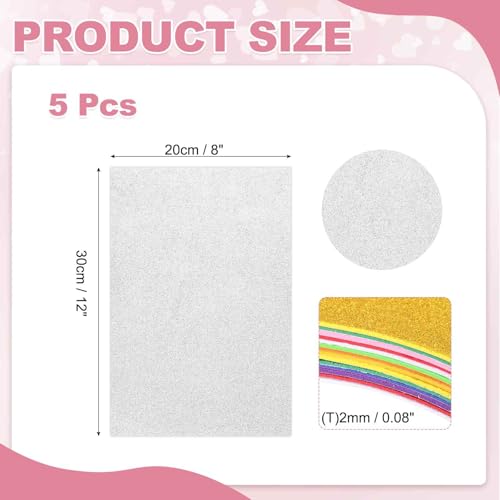 MECCANIXITY 5 Sheets Silver Shiny Foam Sheets with Adhesive Backing, 8x12Inch Self-Adhesive Shiny EVA Foam Sheets Sticky EVA Paper Stickers for Art Crafts Projects, DIY Party Decoration - color: Silver