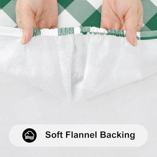 Smiry 4 Foot Picnic Table Cloth, Flannel Backed Fitted Vinyl tablecloths | Waterproof Elastic Rectangle Tablecloth ,Buffalo Plaid Table Covers for Dining, Camping (Emerald Green and White, 24" x 48") - color: Emerald Green and White, size: 48" x 24" (Rect