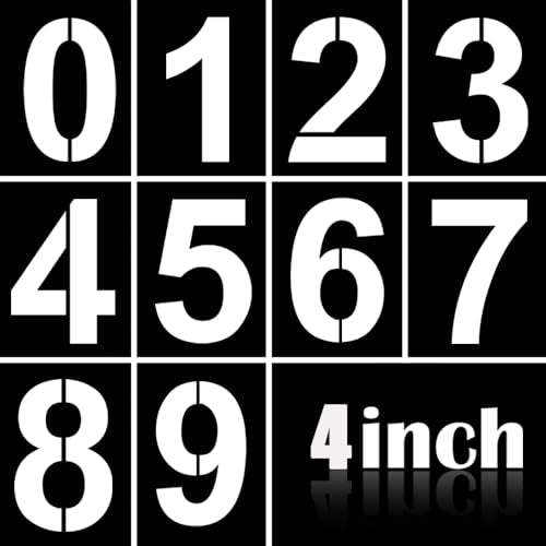 4 Inch Plastic Number Stencils Kit 0-9 – Reusable Address & Digital Number Painting Templates for Cake, Mailbox, Road, Parking Lot, Door, Truck Signs - color: 4 Inch