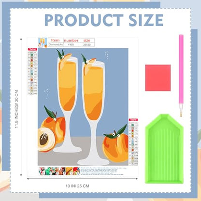 Yeaqee 4 Pcs Diamond Art Kits for Adults Cocktail Gem Painting Kit DIY Jewel Diamond Art for Beginners Aesthetic Room Crafts Cute Painting Pictures 5d Craft Wall Decor for Home 10 x 11.8'' - style: Cocktail Glass