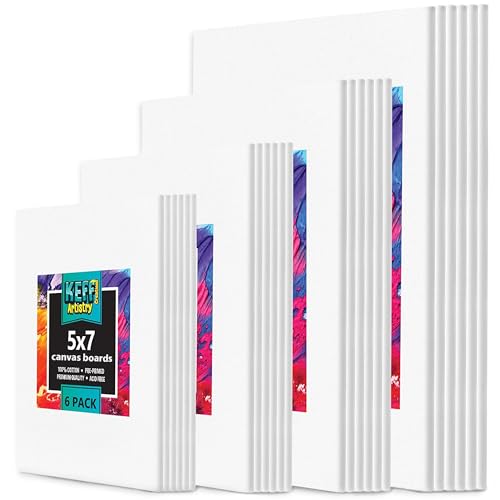 24-Pack 𝗣𝗥𝗘𝗠𝗜𝗨𝗠 Canvas for Painting, 6 of 5x7, 8x10, 9x12,11x14 Painting Canvas Boards, Art Supplies for Adults & Kids - 100% Cotton Primed Canvases for Painting Acrylic, Oil, Watercolor - size: 24 Pack - 6 of Each, 5x7, 8x10, 9x12, 11x14