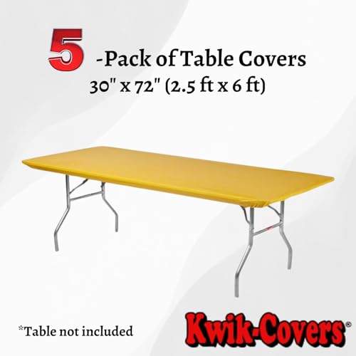 6' Rectangle Plastic Table Covers 30" x 72", Bundle of 5 (Gold) - color: Gold