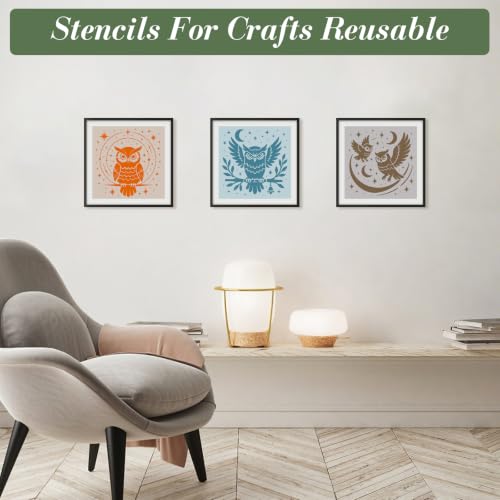 Owl Stencils for Crafts Reusable 24Pcs Stencils(5.9X5.9 inch) - color: Owl 1