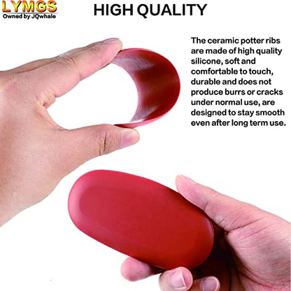 LYMGS Soft Silicone Pottery Clay Sculpt Tools Set, Smooth Artists Ceramic Shaping Tool for Potter Modeling Soft Rib, Red 3 Different Size