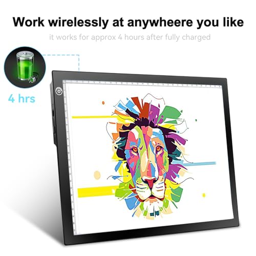 Rechargeable Drawing Board, Light Box Trace Pad Copy Table for Kids Gifts | Battery Powered Art Tablet Supplies for Stenciling, Sketching, Diamond Painting, Birthday, Toys for Girls Boys Ages 3-12 - color: BLACK, size: 04 - 10x15inch rechargeable