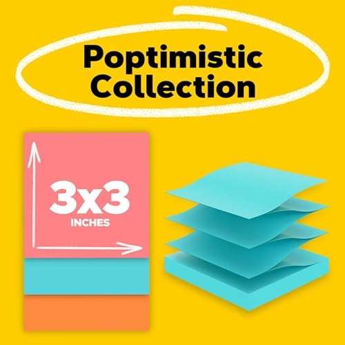 Post-it Pop-up Notes, 5 Sticky Note Pads, 3 x 3 in., School Supplies, Office Products, Accordion Sticky Notes Work with Pop-Up Note Dispenser, Assorted Brights (Pack of 2) - size: 2" x 3" (Pack of 2)
