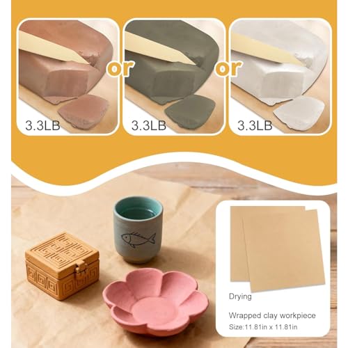 Premium Air Dry Clay - 3.3lbs Natural Modeling Pottery Clay for Wheel, Clay for School Classrooms -White - color: White