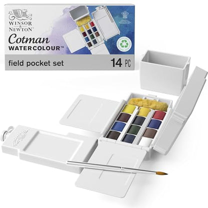 Winsor & Newton Cotman Watercolor Paint Set, 12 Half Pan Field Pocket Set - style: 12 Half Pan Field Pocket Set