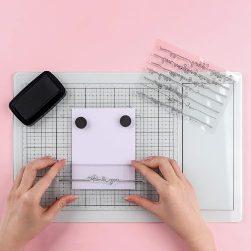 BAOFALI Magnetic Glass Craft Mat; 15.75"x10.24"Heat Resistant Glass Media Cutting Mat W/MagnetsGridlines and Measurements; for Cutting, Stamping, Mixed Media, Heat Embossing and Hot Glue Projects - color: White, size: 15.8"L x 10.2"W