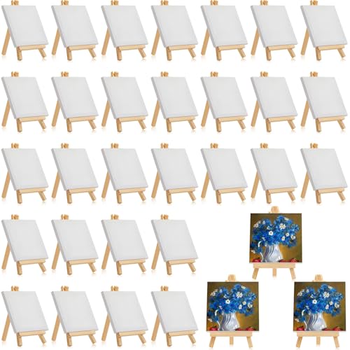 Mimorou 64 Pack Mini Canvas with Easel for Painting Wood,3 X 3 Inch - size: 3 x 3 Inch