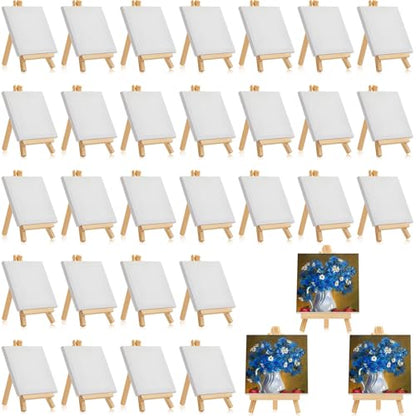Mimorou 64 Pack Mini Canvas with Easel for Painting Wood,3 X 3 Inch - size: 3 x 3 Inch