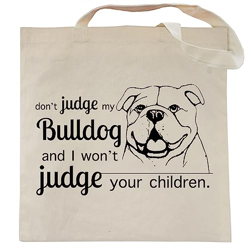 Pet Studio Art Don't Judge My Dog Tote Bag - color: English Bulldog