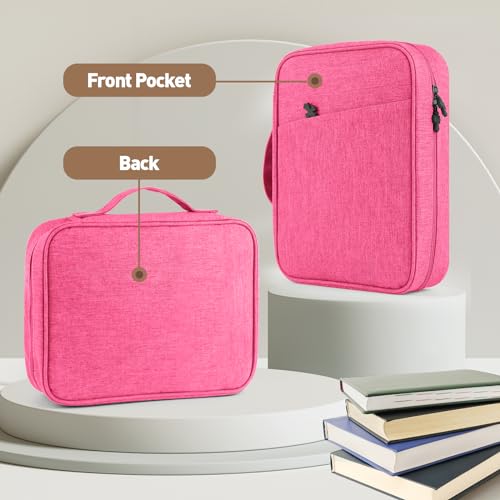 Bible Cover Bag With For Women Men Scripture Study Carrying Book Cover - color: Rose red