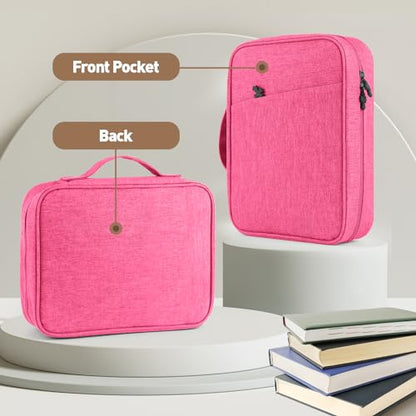 Bible Cover Bag With For Women Men Scripture Study Carrying Book Cover - color: Rose red