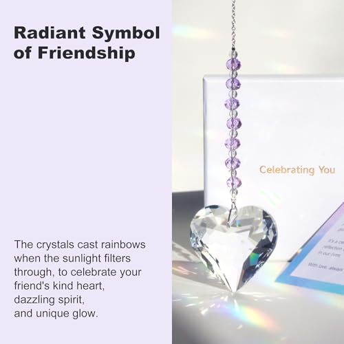 Celebrating You Rainbow Maker, Birthday Gifts for Women, Friendship Gifts | Matching Gift Card, Gift Box & Bag | Crystal Heart Suncatcher | Brighten Every Day with Rainbows | Sweet Lavender - color: Sweet Lavender