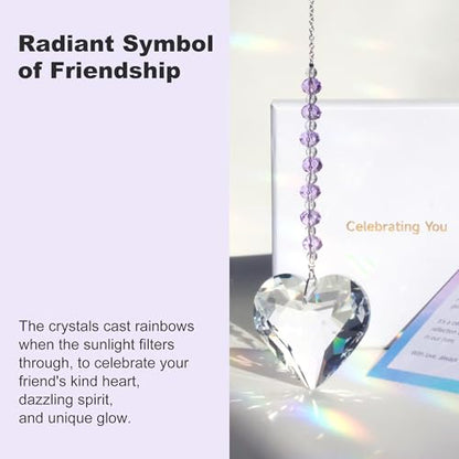 Celebrating You Rainbow Maker, Birthday Gifts for Women, Friendship Gifts | Matching Gift Card, Gift Box & Bag | Crystal Heart Suncatcher | Brighten Every Day with Rainbows | Sweet Lavender - color: Sweet Lavender