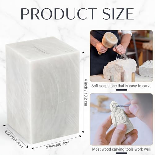 Sasylvia 2 Pcs Soapstone for Carving Block, 4 x 2.5 x 2.5 Inch, Soapstone Sculpture Carving DIY Crafts for Block Engraving Kit Adults - color: Beige, size: 4 x 2.5 x 2.5 Inch