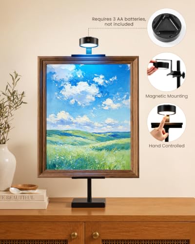 Adjustable Tabletop Easel Stand with Picture Frame Light, Black | Picture Easels for Display Up to 29" H, Picture Frame Holder, For Art, Photo - color: Light Black