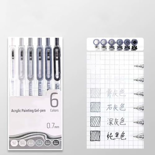 6 Colors 0.7mm Fine Pointed Acrylic Gel Pen Set,White | Fit for Drawing Creation, Daily Painting, Coloring, Card Making, Journaling - color: White
