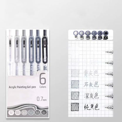 6 Colors 0.7mm Fine Pointed Acrylic Gel Pen Set,White | Fit for Drawing Creation, Daily Painting, Coloring, Card Making, Journaling - color: White
