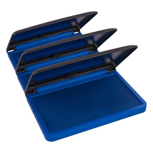 MaxMark Large Blue Stamp Pad - 2-3/4" by 4-1/4" - Premium Quality Felt Pad (Pack of 3) - color: Blue, size: 2-3/4" by 4-1/4" (Pack of 3)