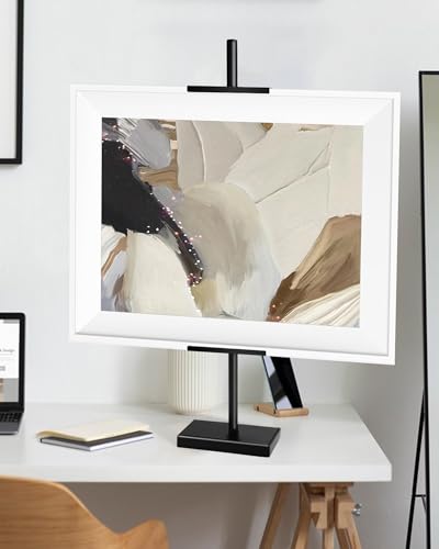 Tabletop Picture Frame Stand, Adjustable Tabletop Easel Stand for Frames Up to 28" H,Picture Frame Holder Stand for Display, Metal Standing Easel Display Stand for Frames, Canvas, Artwork, Signs (Black)