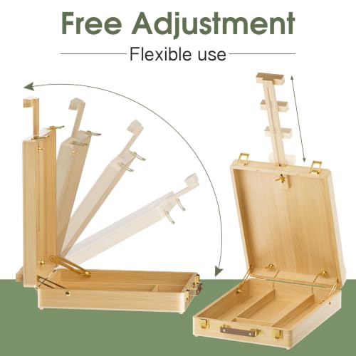 LUCYCAZ Tabletop Easel for Painting, Adjustable Wooden Sketchbox Art Easel - style: Sketchbox Easel