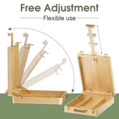 LUCYCAZ Tabletop Easel for Painting, Adjustable Wooden Sketchbox Art Easel - style: Sketchbox Easel