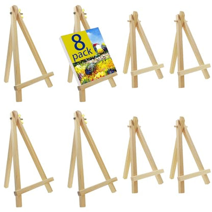 8 Pack Wooden Easel, Small Easels for Display, Mini Easel Tabletop Easels Stand for Painting, Canvases, Art, Crafts