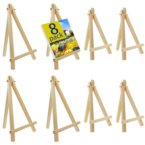 8 Pack Wooden Easel, Small Easels for Display, Mini Easel Tabletop Easels Stand for Painting, Canvases, Art, Crafts