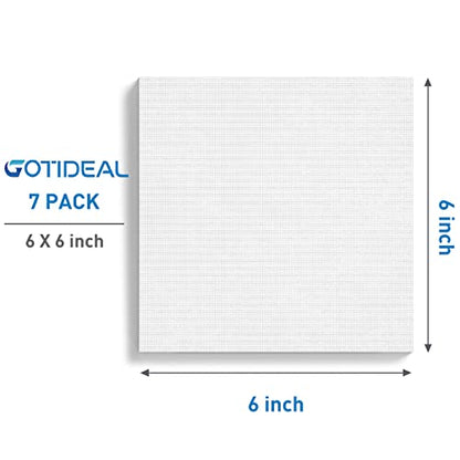 GOTIDEAL Stretched Canvases for Painting, 6x6 Inch Set of 7, Primed White - color: White, size: 6"x6"