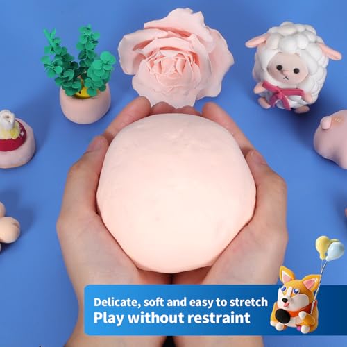 ifergoo 100g Skin Air Dry Clay, 3.5oz DIY Creative Modeling Clay for Kids | Refill Foam Magic Clay for School Art & Craft Project, Slime Supplies, Ultra-light & Soft, Gift for Age 3-12 Boys & Girls - color: Skin/100g