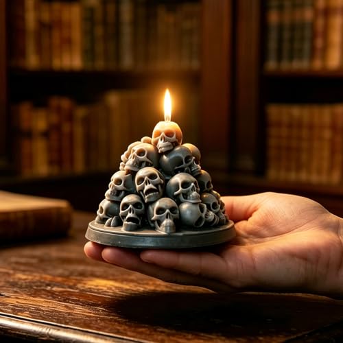 Wehous Stacked Skull Candle Molds for Candle Making, Cool Halloween Skull Silicone Molds for Epoxy Resin Casting Concrete Candle Soap Wax Mold, 3D Chocolate Cake Fondant Halloween Ornament Mold - color: Skull