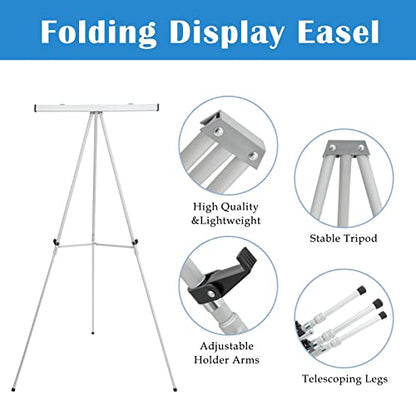 Falling in Art 63 1/2'' Aluminum Flip Chart Display Easel Stand, Silver | Presentation Easel with Adjustable Floor for Boardroom, Whiteboard, Paper Pads, Signage - style: Silver 1-Pack