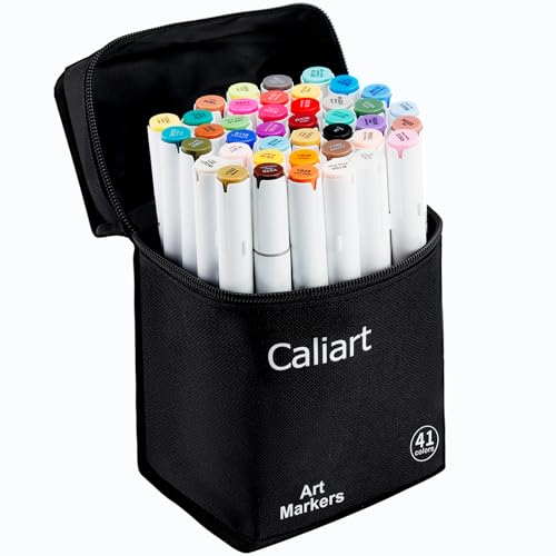 Caliart Alcohol Markers 41 Colors Fine & Chisel Dual Tip Coloring Markers - style: Fine & Chisel Tip