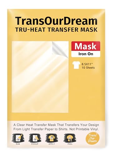 TransOurDream Heat Transfer Mask & Iron on Tape (10 Sheets, 8.5x11")- Iron-On Clear Positioning Film for Light Transfer Paper & Printable HTV on Shirts - color: Mask-light, size: 10 Sheets