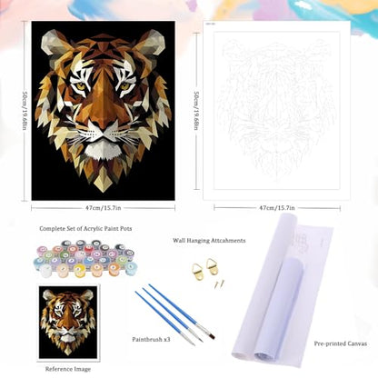 Natuyalo Paint by Numbers for Adults Tiger Totem, Paint by Numbers Kit on Canvas for Beginners, Abstract Animals Painting Art Craft Set, 3 Paintbrushes and Acrylic Paint 16x20 Inch - color: ART-13