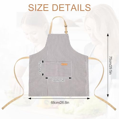 VALOME 2 Pack Kitchen Aprons with Pockets, Cooking Chef Apron for Men Women | Adjustable Neck Strap, Unisex Bib Soft Aprons, Cotton-Blend, for Grilling Cooking Gardening Baking - color: Brown & Red