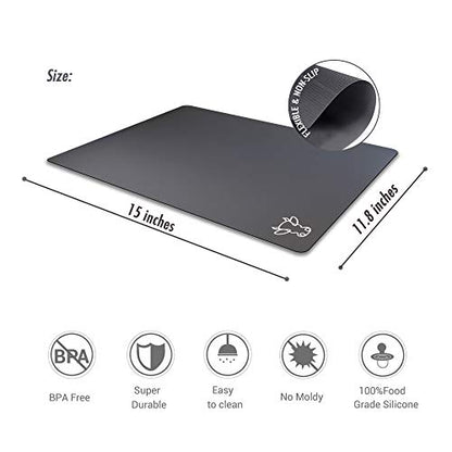 Fotouzy Flexible Plastic Cutting Board Mats with Food Icons, BPA-Free, Non-Porous, 100% Non-slip Back and Dishwasher Safe, Unique Modern Neutral Colors, Set of 4 - color: 4 Gray