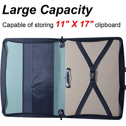 Acocony 11x17 Art Portfolio PP Material Green Pack of 1 | 11x17 Art Portfolio Case with Zipper Closure Oxford Cloth Edge Waterproof - color: Green