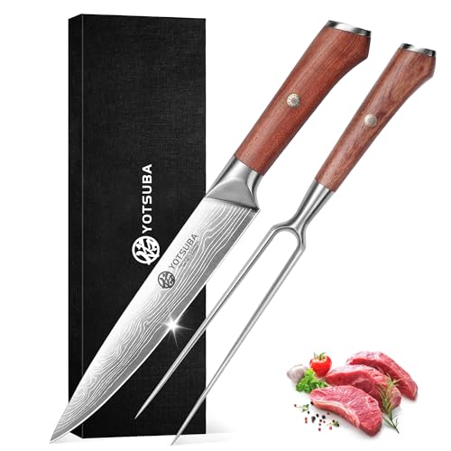 YOTSUBA Japanese Carving Knife and Fork Set with Ergonomic Rosewood Handle - style: 2pcs carving set
