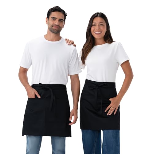 Chef Works Unisex Half Bistro Server Apron - color: Black, 2 Pack