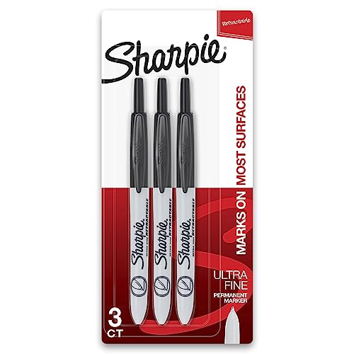 Sharpie Retractable Permanent Markers, Ultra Fine Point, Black, 3 Count - size: 1 Count (Pack of 18)