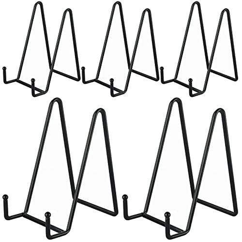 IBosins 5-Pack 6-Inch Plate Holder Display Stands Black Metal Frame Stand - color: Black, size: 6 Inch