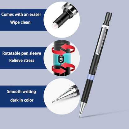 4Pcs Mechanical Pencils Set, 0.3/0.5/0.7/0.9mm Drafting Pencils