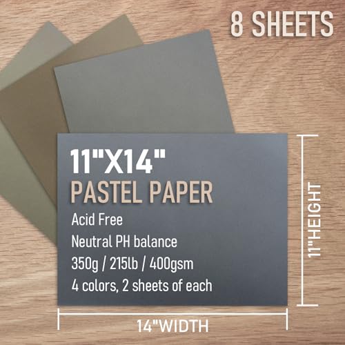 (8 Sheets) PATRON Pastel Paper for Artists, Assorted Colors, 11x14 inches, (215lb/400gsm) 8 Sheets, Art Drawing Paper for Student and Adult - size: 11*14（8 Sheets）
